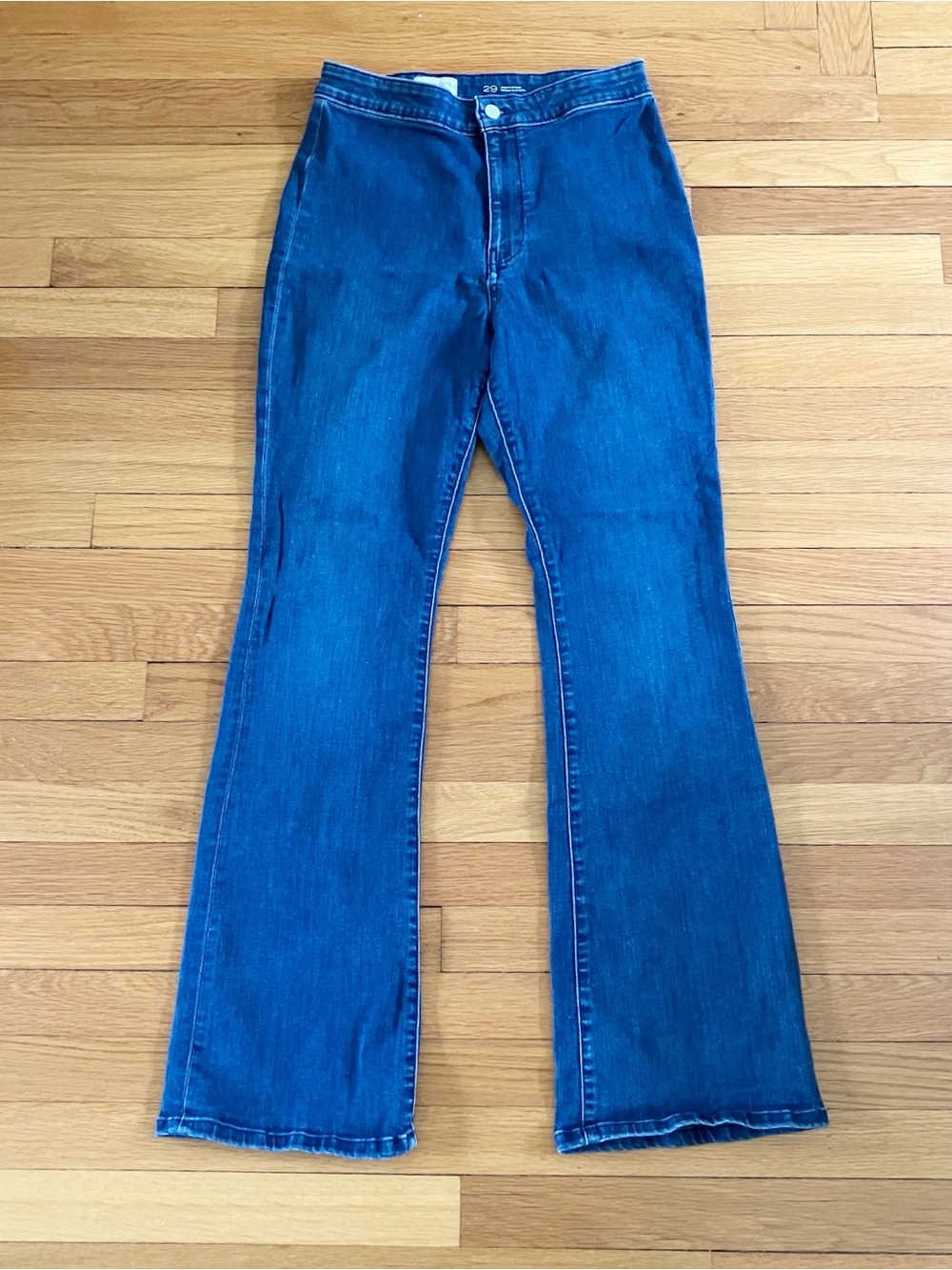 Pilcro Anthropologie Blue Denim Stretch Classic Icon High Rise Flair Jeans 29